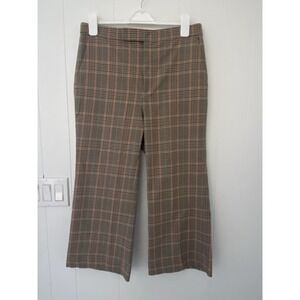 Lauren Ralph Lauren Black Label Wool Wide Leg Houndstooth Cropped Pants Sz 12